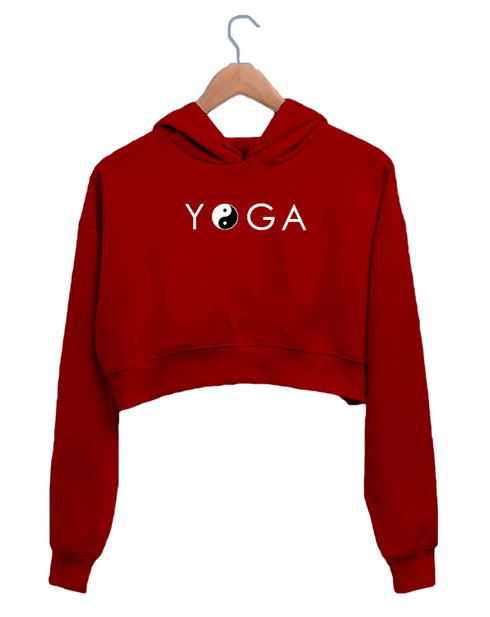 Quirkipedia Yin Yang Yoga YOGA Fitness, Positivity, Mindfulness Womens Crop Hoodies